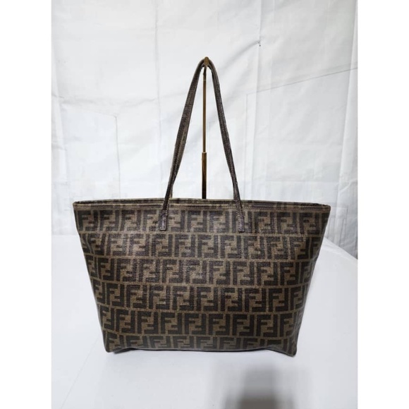 Authentic FENDI Zucca Spalmati Medium Roll Tote Bag Tobacco Brown - Picture 16 of 16